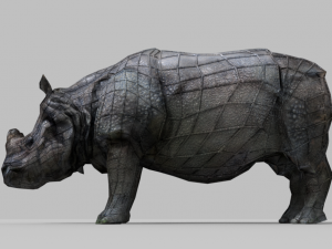 photorealistic rhinoceros indien low-poly 3D Модель