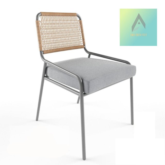 stainless stell chair with woven bamboo 3D Model .c4d .max .obj .3ds .fbx .stl .blend