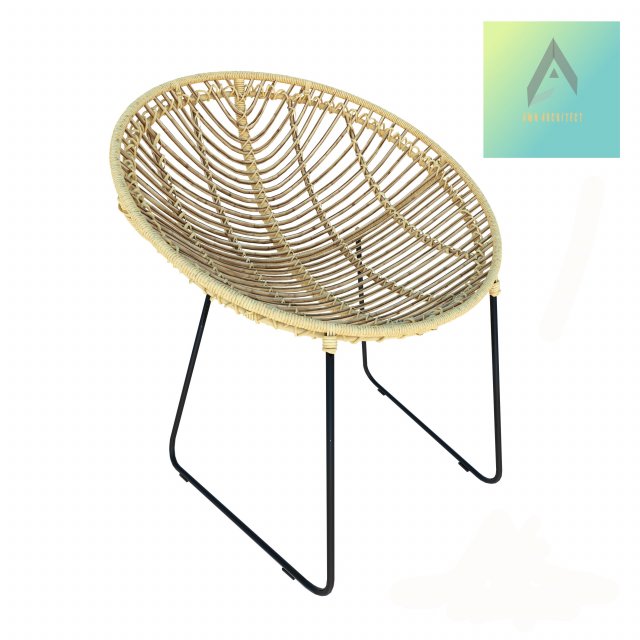 stainless stell chair with woven bamboo Modelo 3D .c4d .max .obj .3ds .fbx .stl .blend