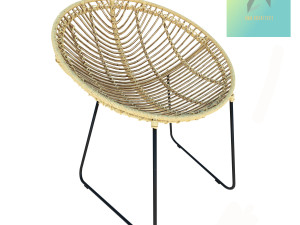 stainless stell chair with woven bamboo 3D Model