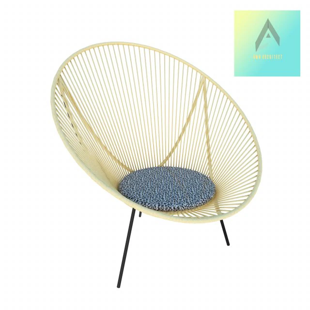 стілець з нержавіючої сталі з плетеним бамбуком 3D Модель .c4d .max .obj .3ds .fbx .stl .blend 