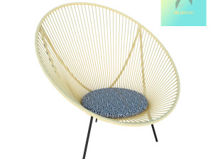 stainless stell chair with woven bamboo 3D Model