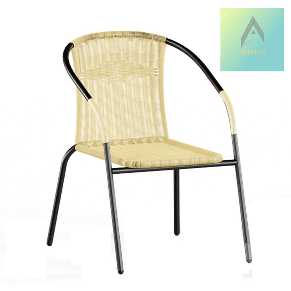 stainless stell chair with woven bamboo 3D Model .c4d .max .obj .3ds .fbx .stl .blend