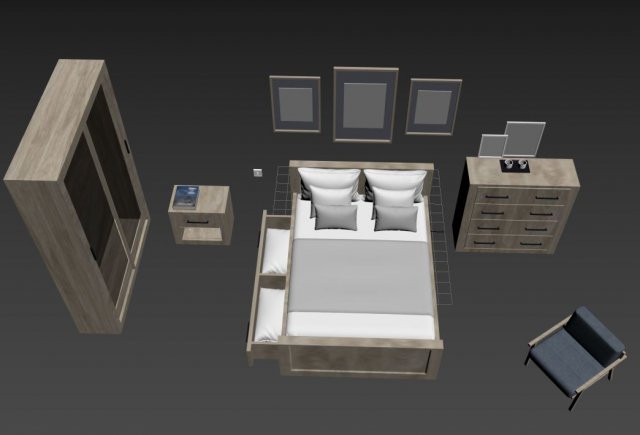 bedroom furniture 3D Model .c4d .max .obj .3ds .fbx .stl .blend
