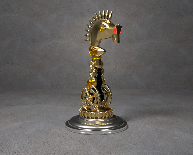 gold chess horse Modelo 3D .c4d .max .obj .3ds .fbx .stl .blend 