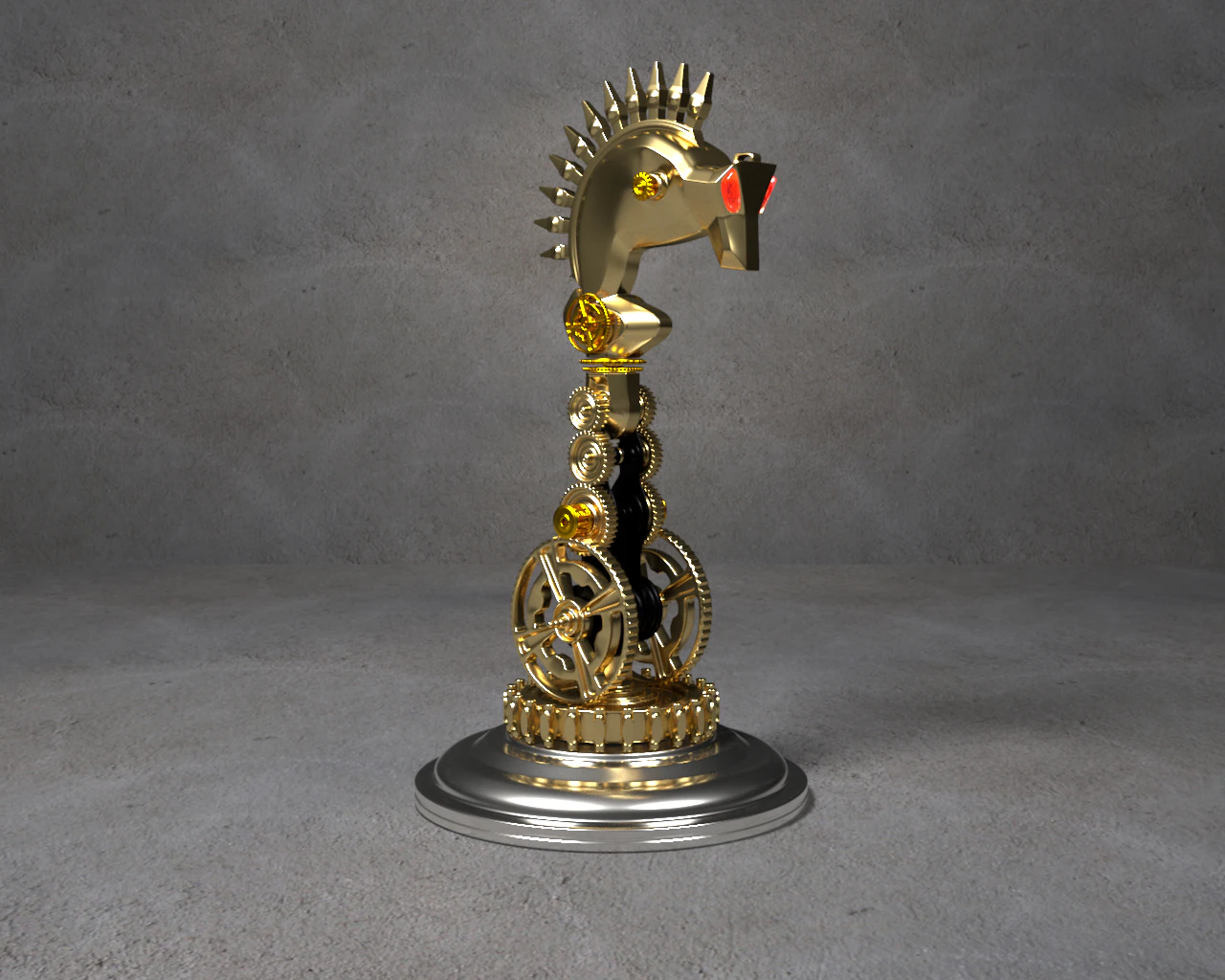 gold chess horse 3D Model .c4d .max .obj .3ds .fbx .stl .blend 