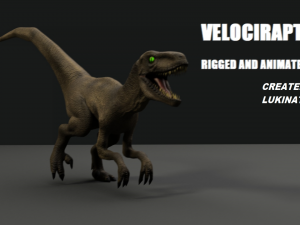 jurassic park 1993 inspired raptor rigged and animated 3D Model