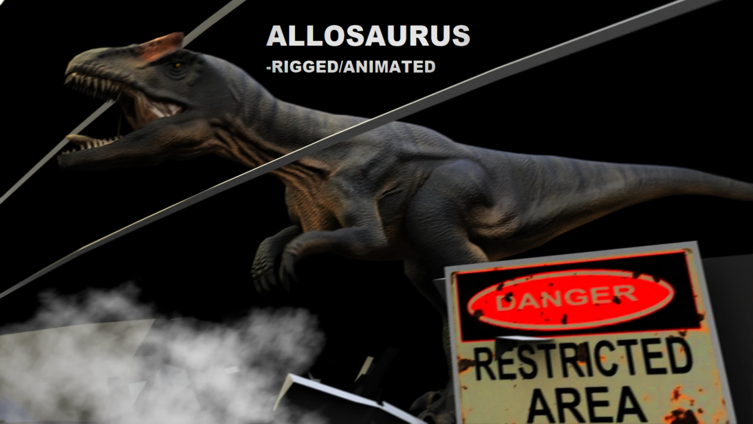 allosaurus rigged and animated 3D Model .c4d .max .obj .3ds .fbx .stl .blend 