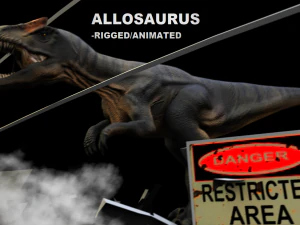 アロサウルスのリグとアニメーション 3Dモデル