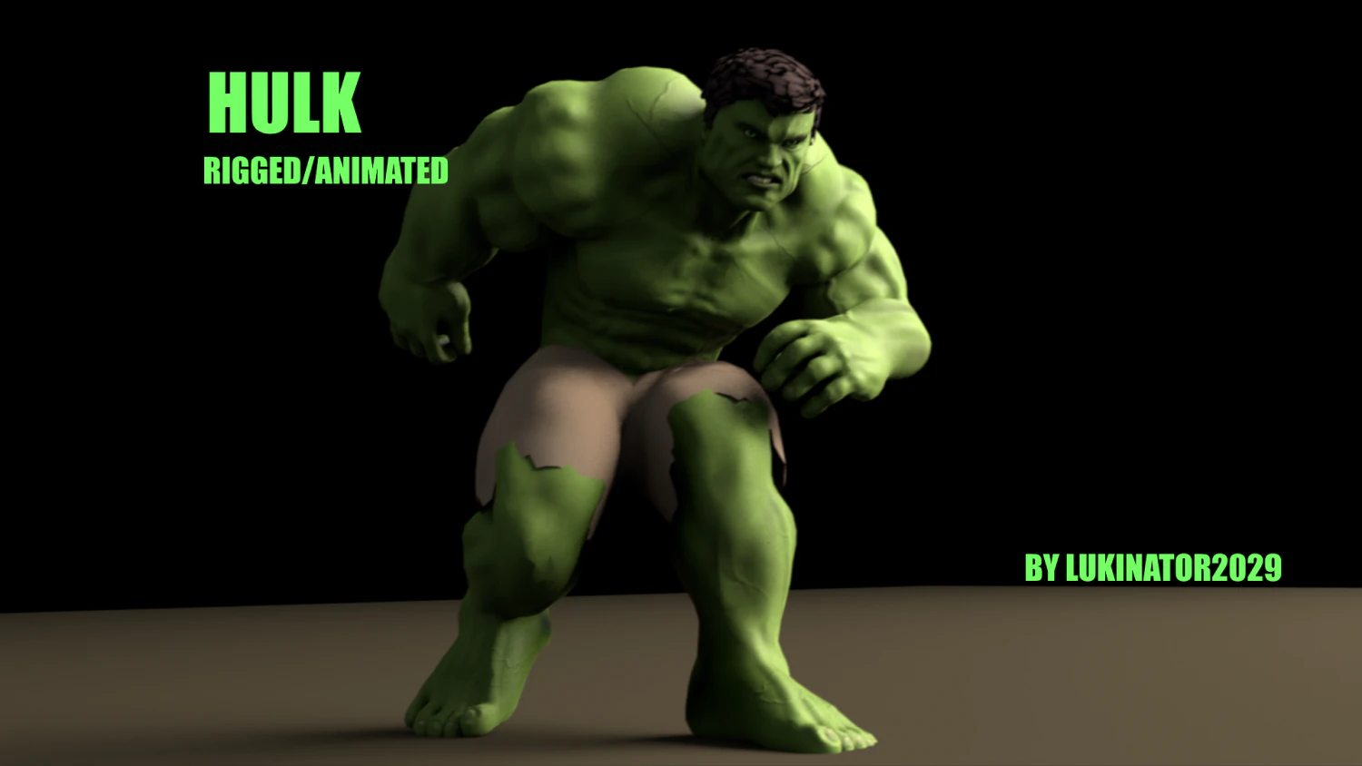 hulk 2003 rigged and animated 3D Model .c4d .max .obj .3ds .fbx .stl .blend 
