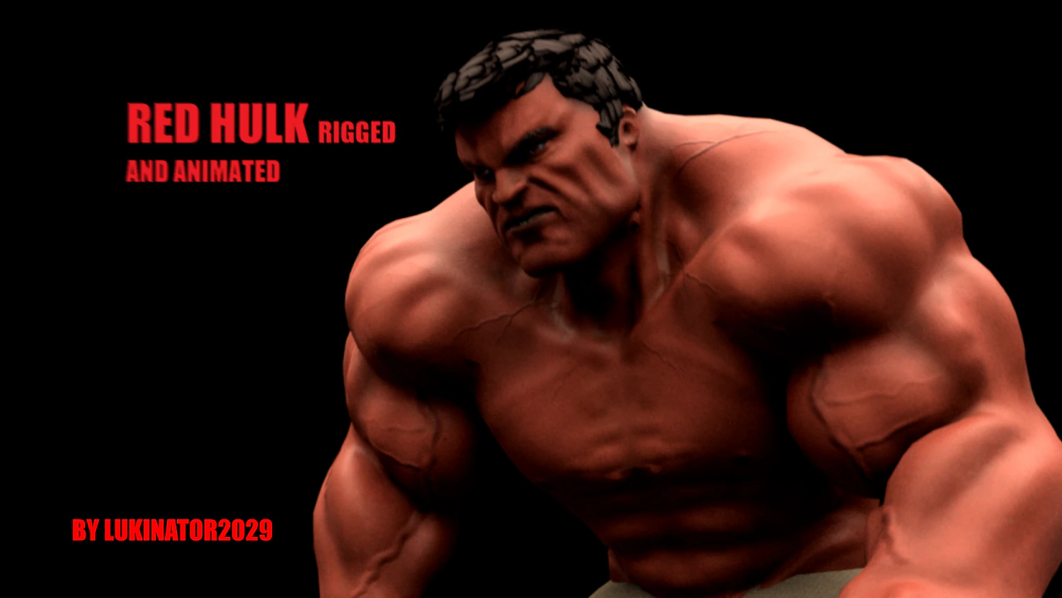 red hulk rigged and animated 3D Model .c4d .max .obj .3ds .fbx .stl .blend 