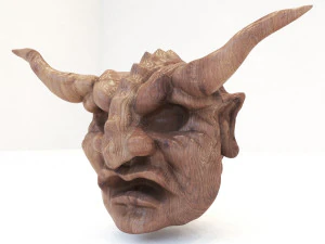 wooden demon head 3D Model