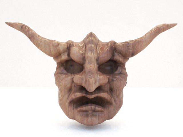 wooden demon head 3D Model .c4d .max .obj .3ds .fbx .stl .blend 