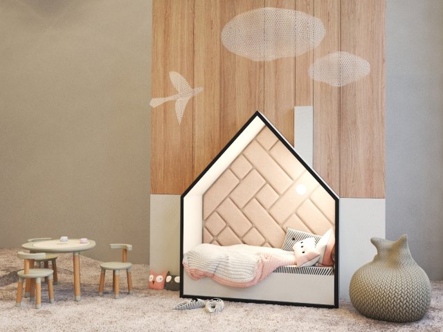 Bed and table for children 3D Модель .c4d .max .obj .3ds .fbx .stl .blend 