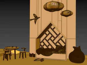 Bed and table for children 3D Model