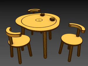 Bed and table for children 3D Model