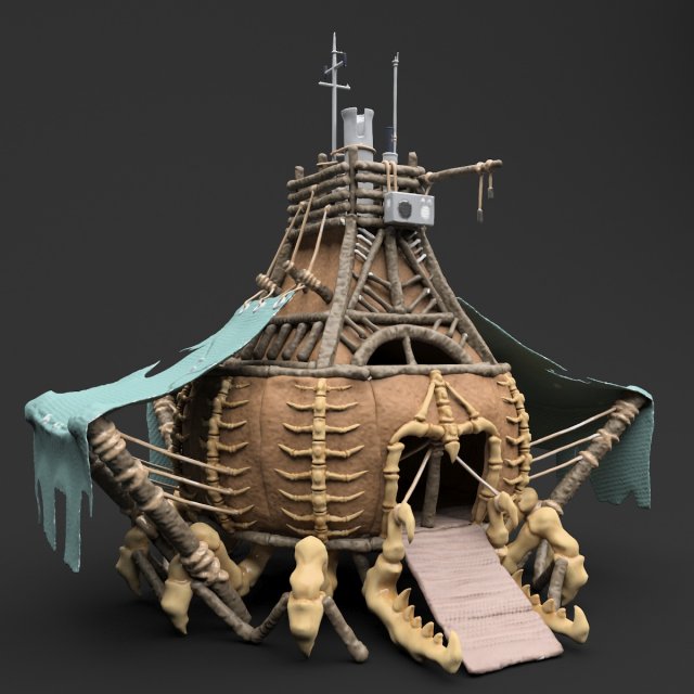 fantasy crab-like house 3D मॉडल .c4d .max .obj .3ds .fbx .stl .blend 