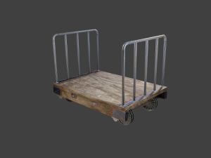 trolley and barrels Model 3D