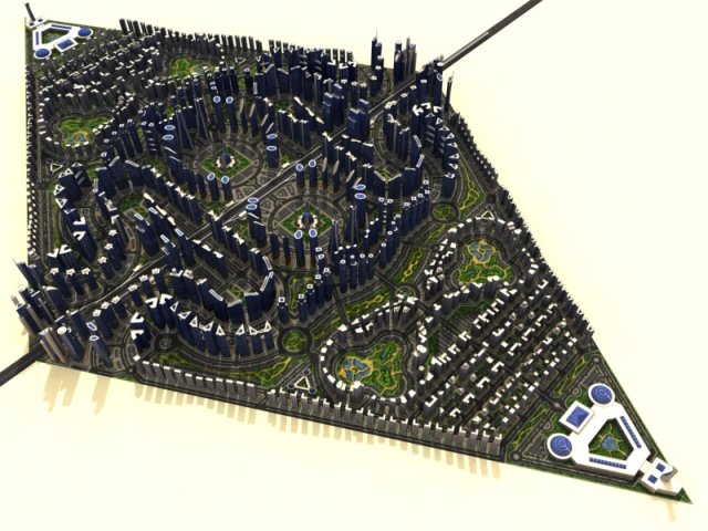 cityscape low-poly 3D Model .c4d .max .obj .3ds .fbx .stl .blend 