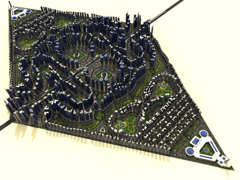 cityscape low-poly 3D Model .c4d .max .obj .3ds .fbx .stl .blend
