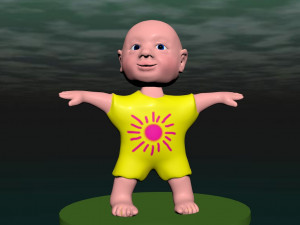 the child does exercises animation in cinema 4d 3D 모델