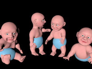 the child does exercises animation in cinema 4d 3D Model