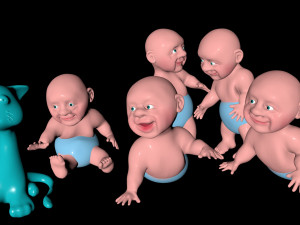 the child does exercises animation in cinema 4d 3D 模型