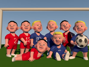 funny football players 3D Модель
