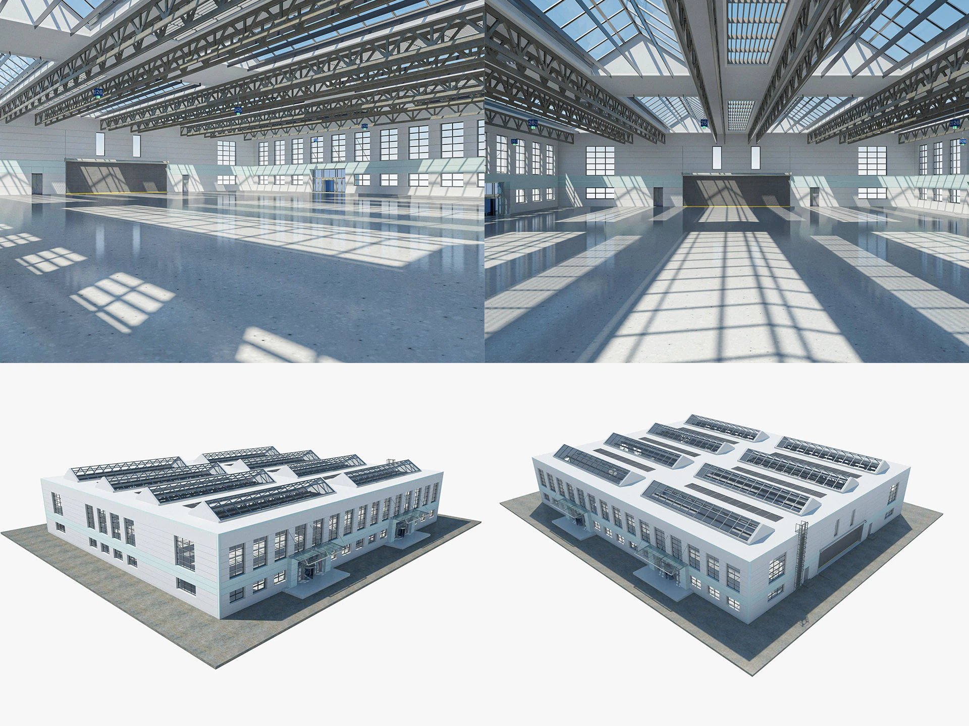 Warehouse interior and exterior 3D Model .c4d .max .obj .3ds .fbx .stl .blend