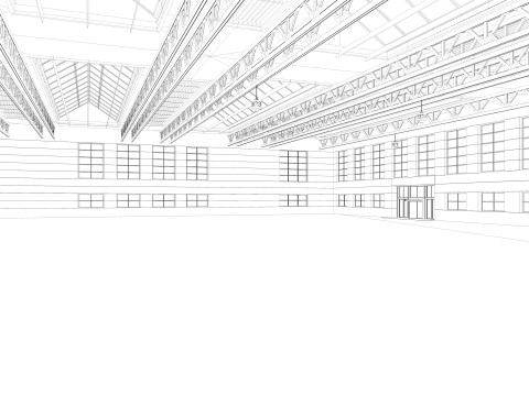Warehouse interior and exterior 3D Model