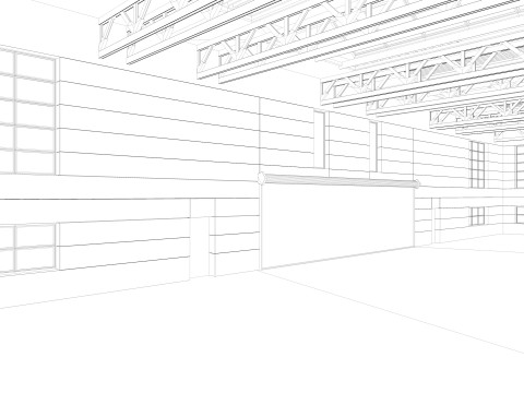 Warehouse interior and exterior 3D Model