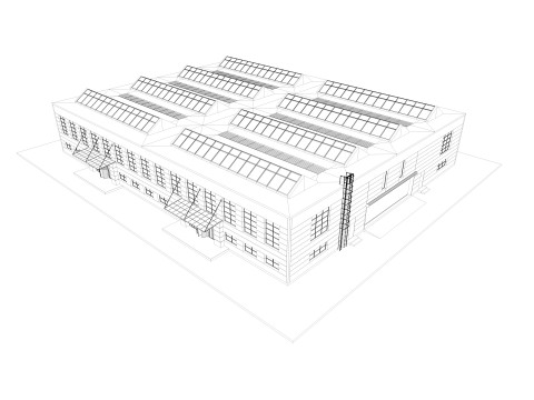 Warehouse interior and exterior 3D Model