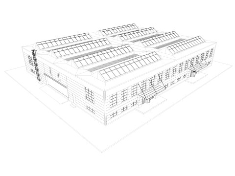 Warehouse interior and exterior 3D Model