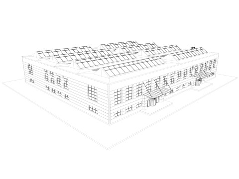 Warehouse interior and exterior 3D Model