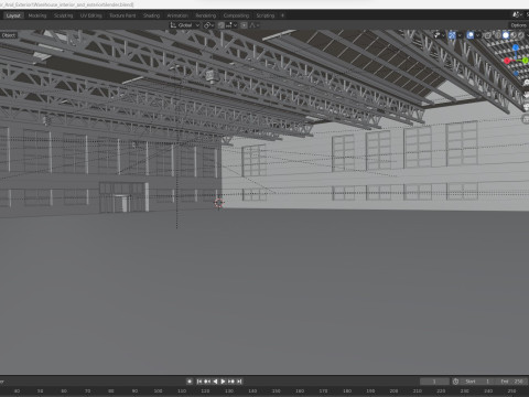 Warehouse interior and exterior 3D Model