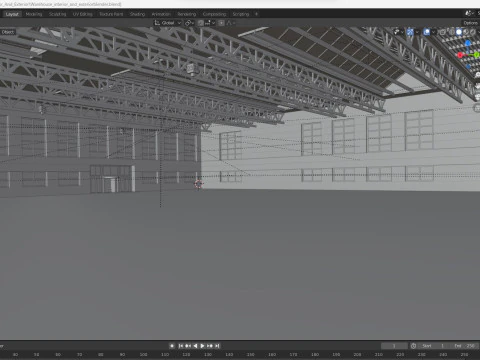 Warehouse interior and exterior 3D Model