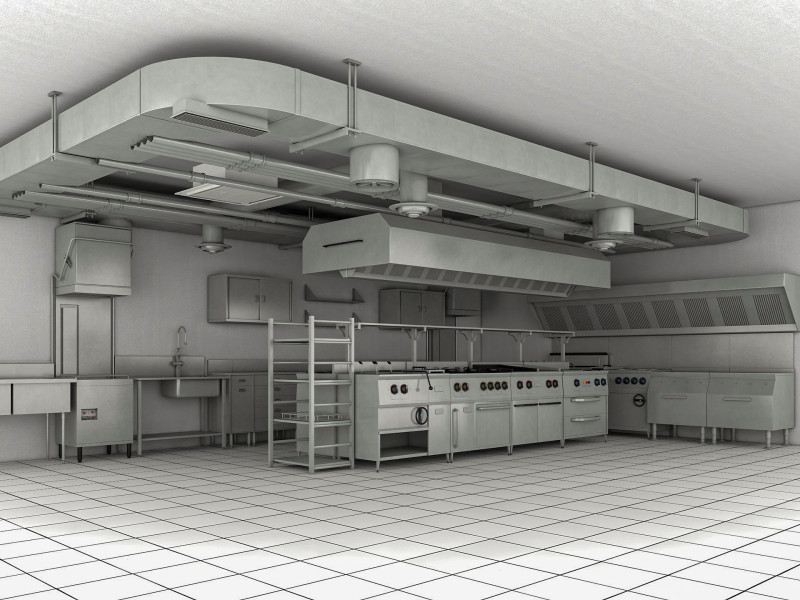 Commercial kitchen 3 3D Model .c4d .max .obj .3ds .fbx .stl .blend