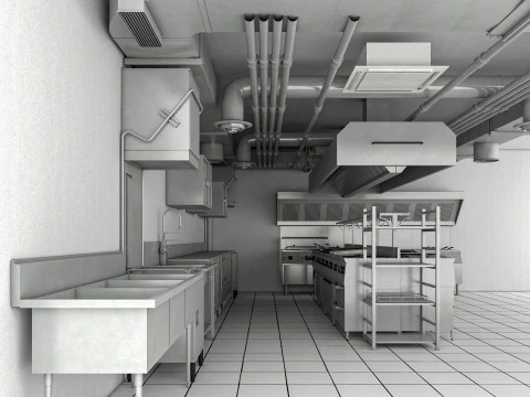 Cozinha comercial 3 Modelo 3D
