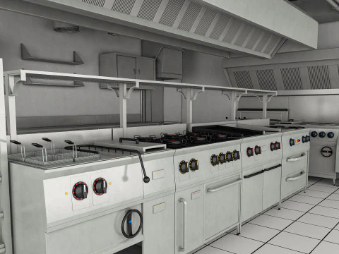 Cozinha comercial 3 Modelo 3D