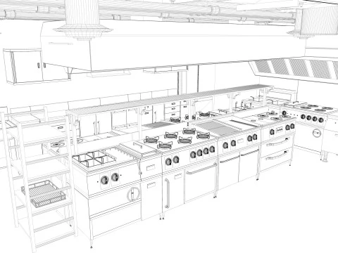 Cozinha comercial 3 Modelo 3D