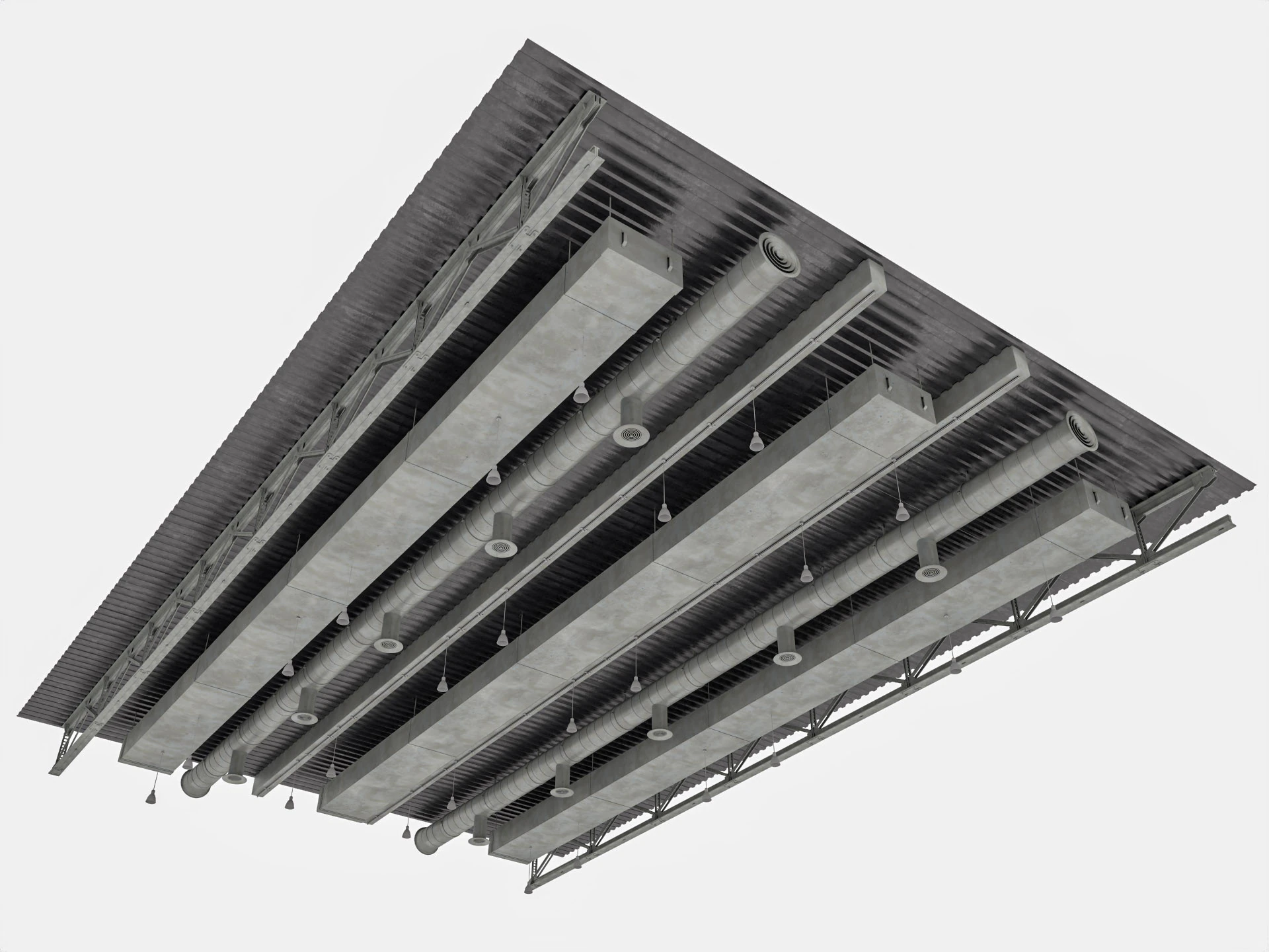 Ceiling Ventilation Pipes 3D Model .c4d .max .obj .3ds .fbx .stl .blend 