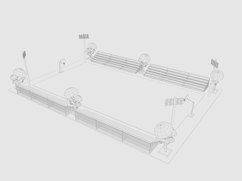 Cartoon Basketball Court Low-poly 3D Model