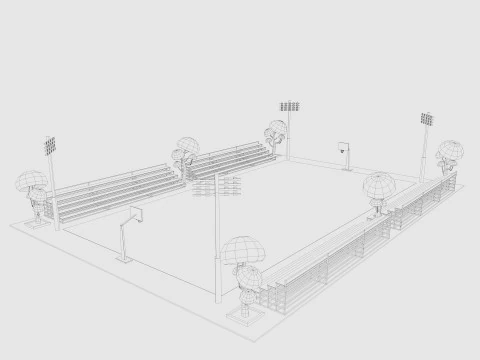 Cartoon Basketball Court Low-poly 3D Model