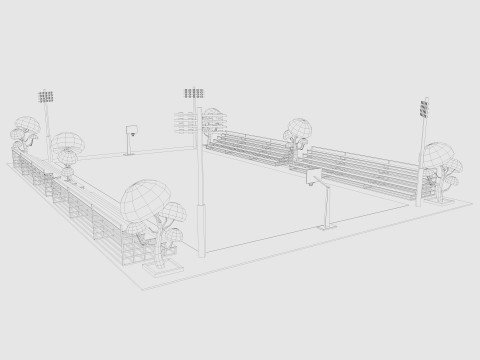 Cartoon Basketball Court Low-poly 3D Model