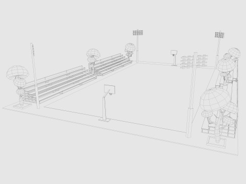 Cartoon Basketball Court Low-poly 3D Model