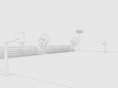 Cartoon Basketball Court Low-poly 3D Model