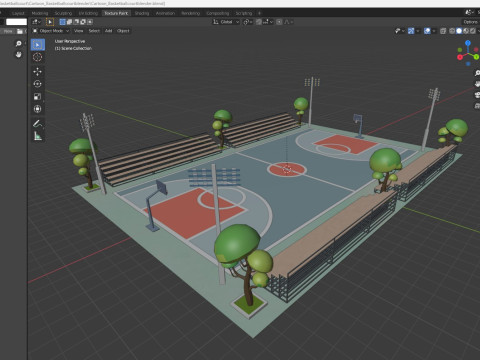 Cartoon Basketball Court Low-poly 3D Model