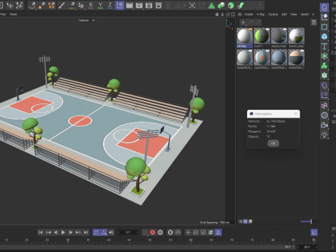 Cartoon Basketball Court Low-poly 3D Model
