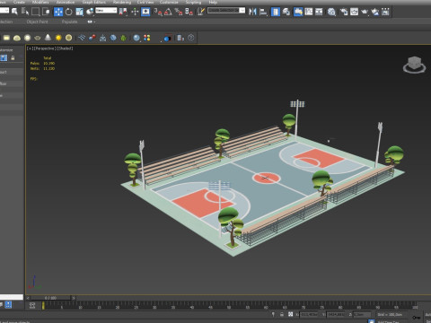 Cartoon Basketball Court Low-poly 3D Model