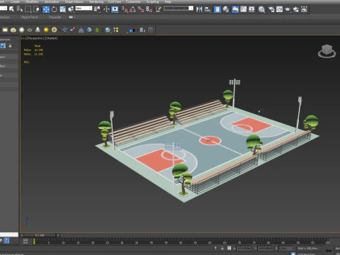Cartoon Basketball Court Low-poly 3D Model